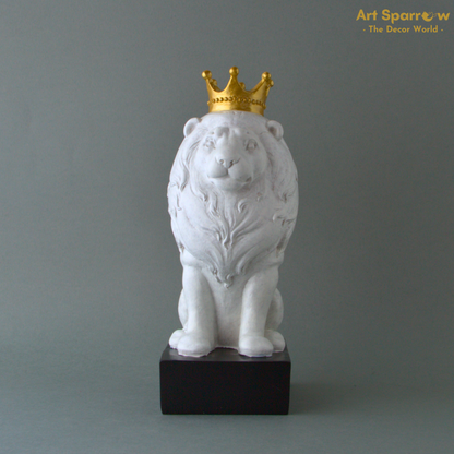 White Lion King with Crown Showpiece