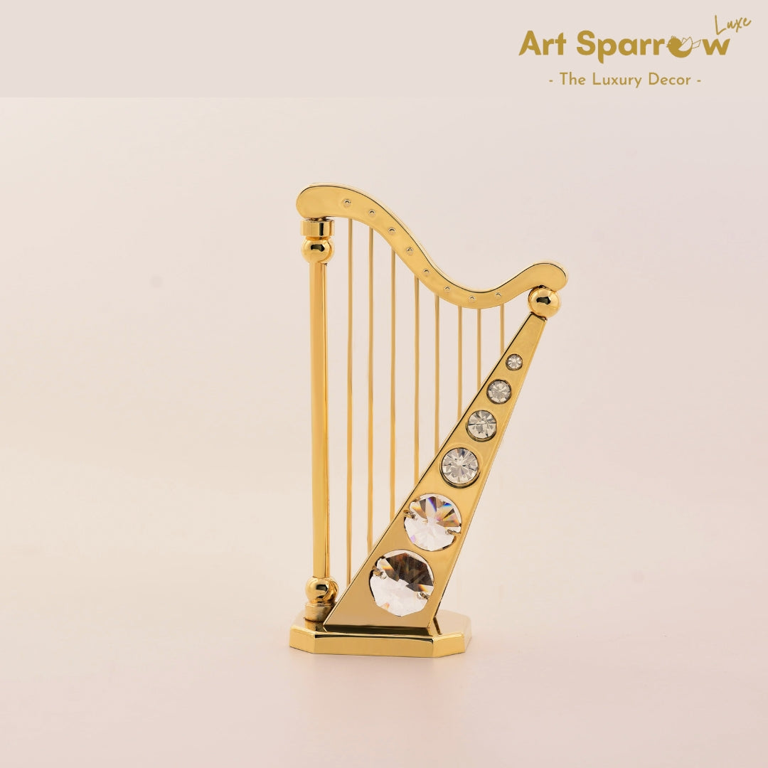 Golden Harp Music Melody Decor Showpiece