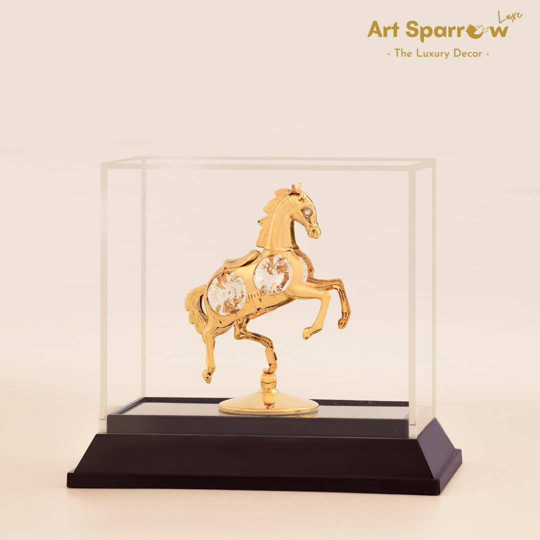 Rising Golden Horse Table Decor Showpiece