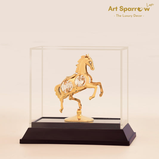 Strikng Golden Horse Table Decor Showpiece