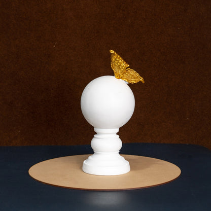 Butterfly Sitting on Chess White Pawn Table Decor  White Color