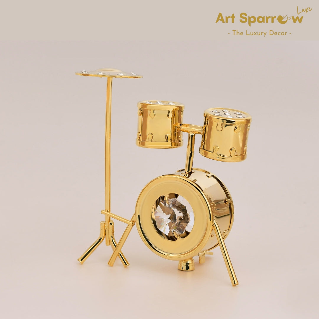 Golden Drums Musician Decor Showpiece