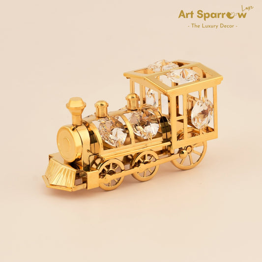 Golden Vinatge Train Engine Loco Pilot Decor Showpiece