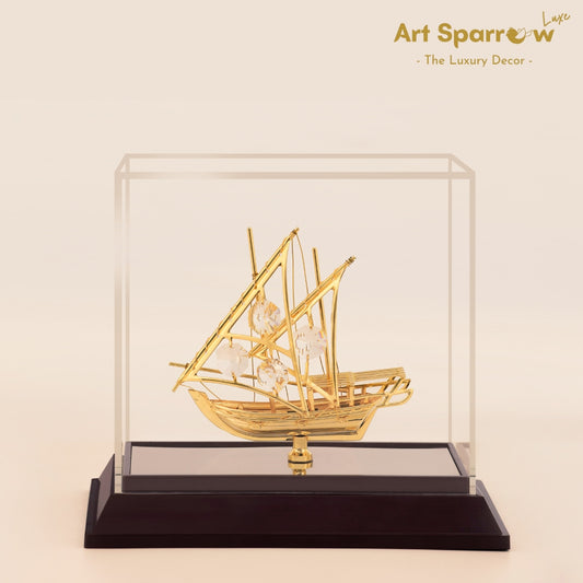 Golden Arabian Ship Decor Showpiece