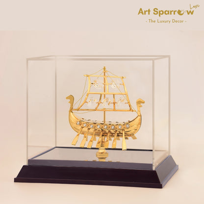 Golden Ship Viking Decor Showpiece