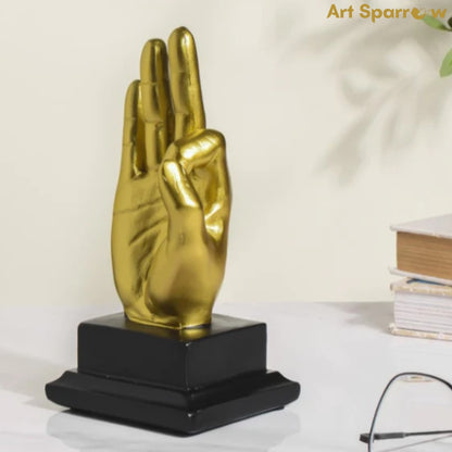 Vayu Mudra Antique Gold Hand Gesture Table Decor Showpiece