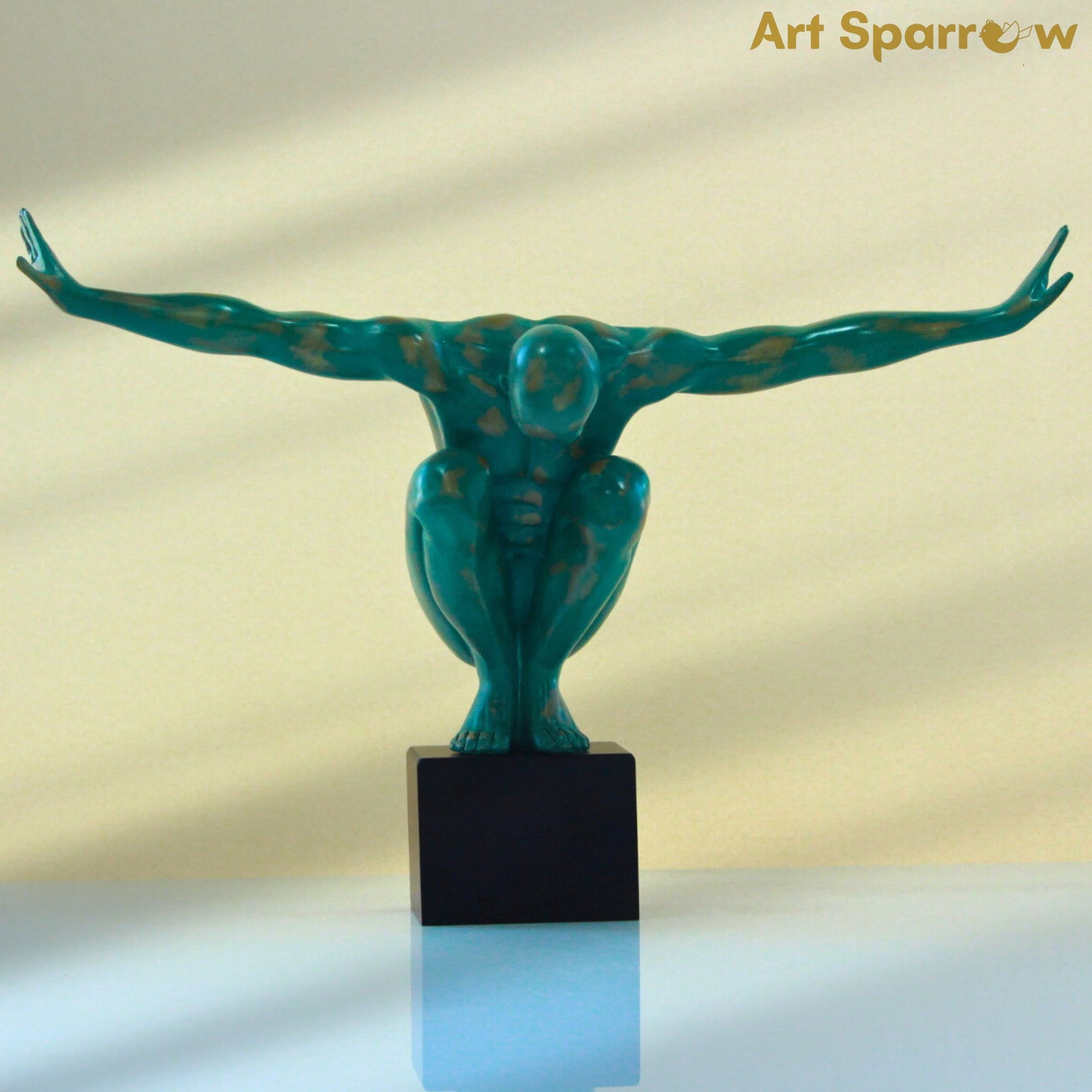 Abstract Green Greek Man Statue