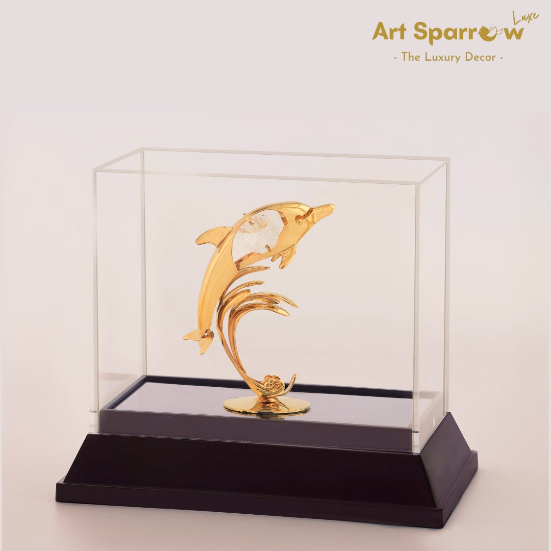 Golden Dolphin Decor Showpiece