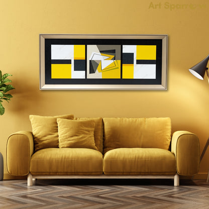 Abstract Yellow Embossed Canvas Wall Painting