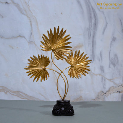 Polyresin Golden Flower Art Artifact