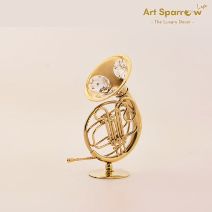 Golden French Horn Decor Showpiece