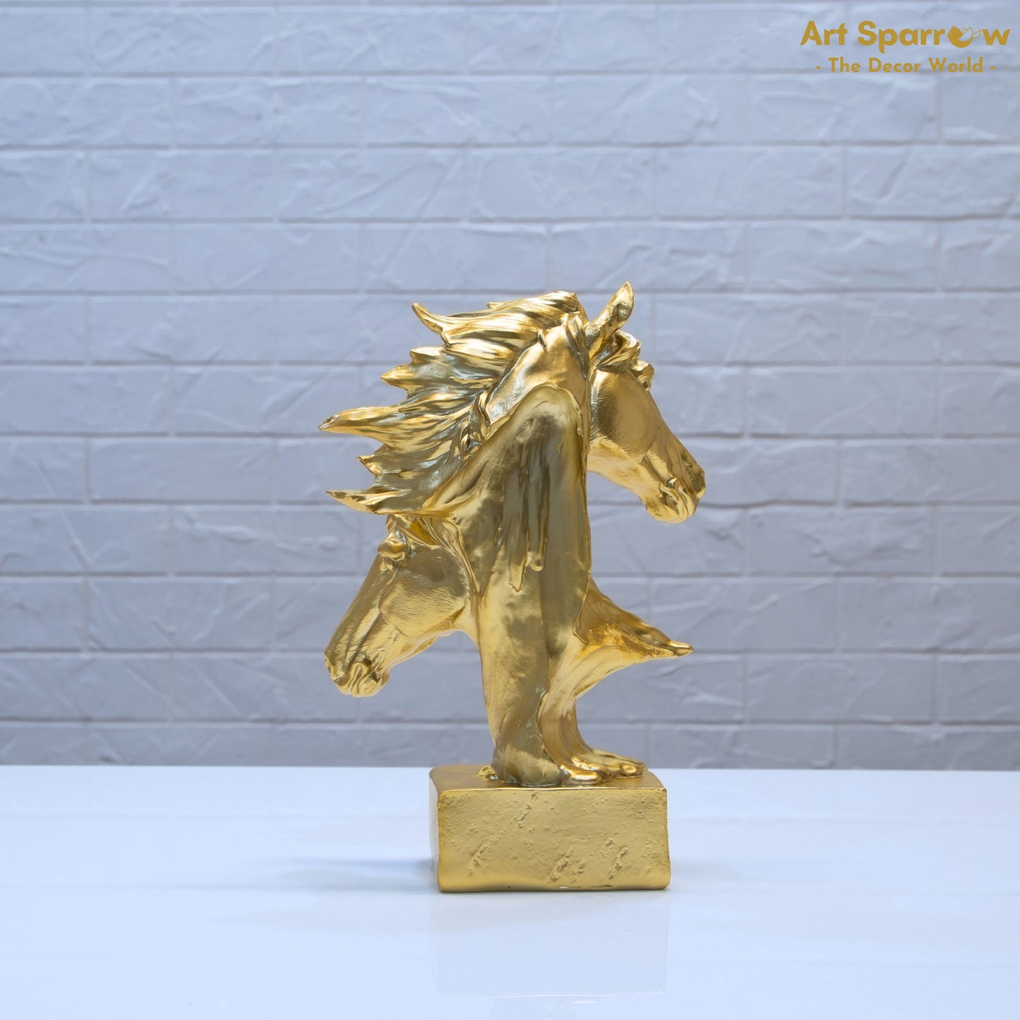 Couple Golden Horse of Polyresin For Table