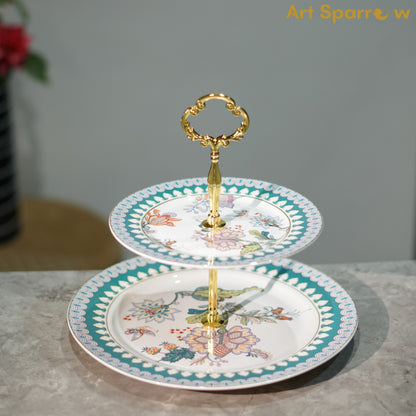 Porcelain 2 Tier Dessert Stand Holder