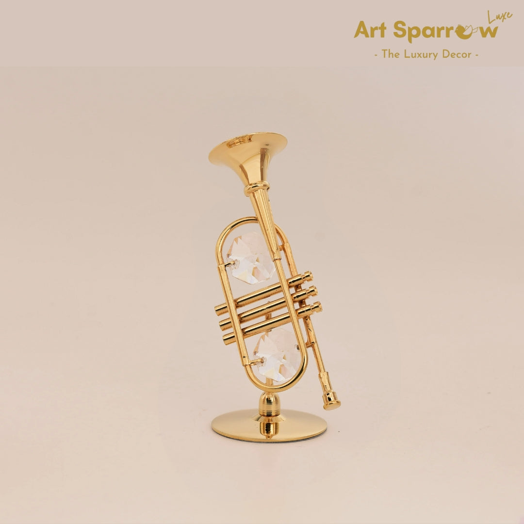 Golden Trumpet Musical Instrument Decor Showpiece