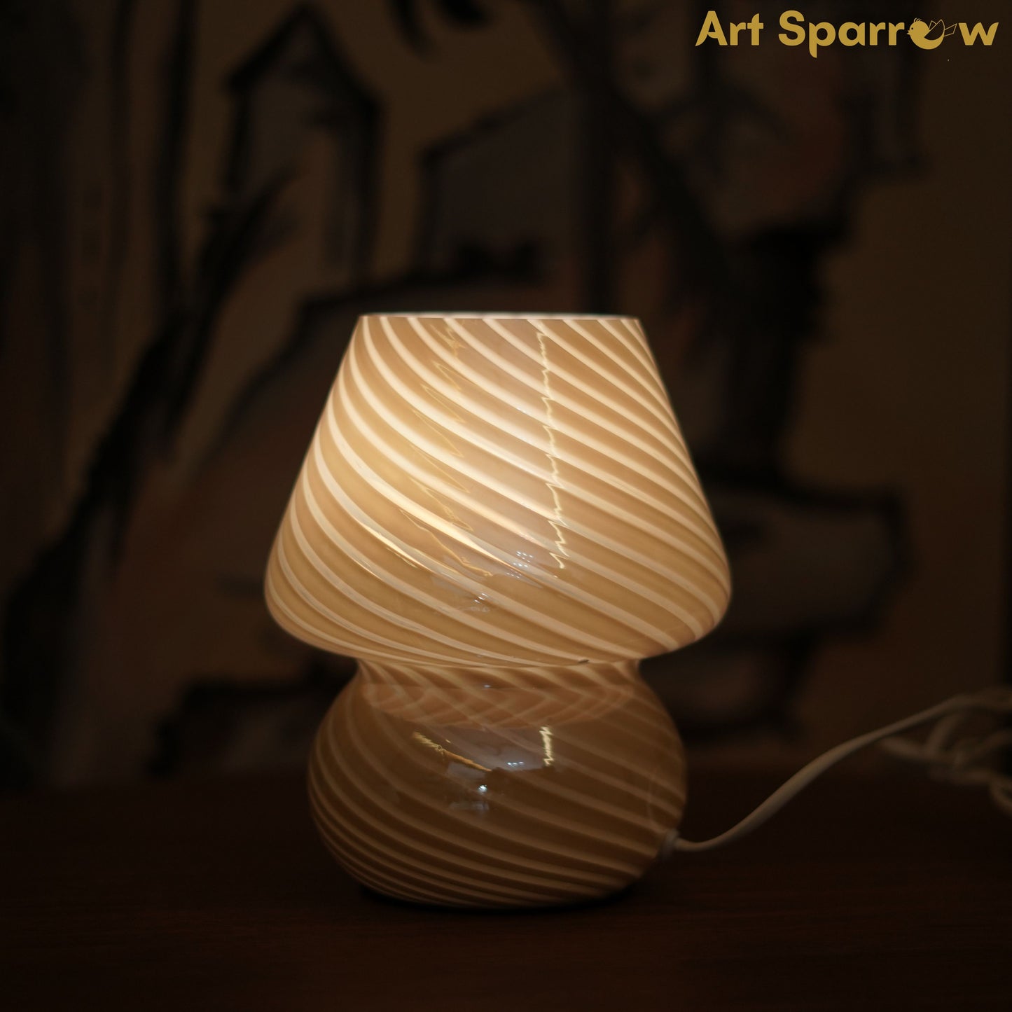 Swirl Mushroom Glass Table Lamps