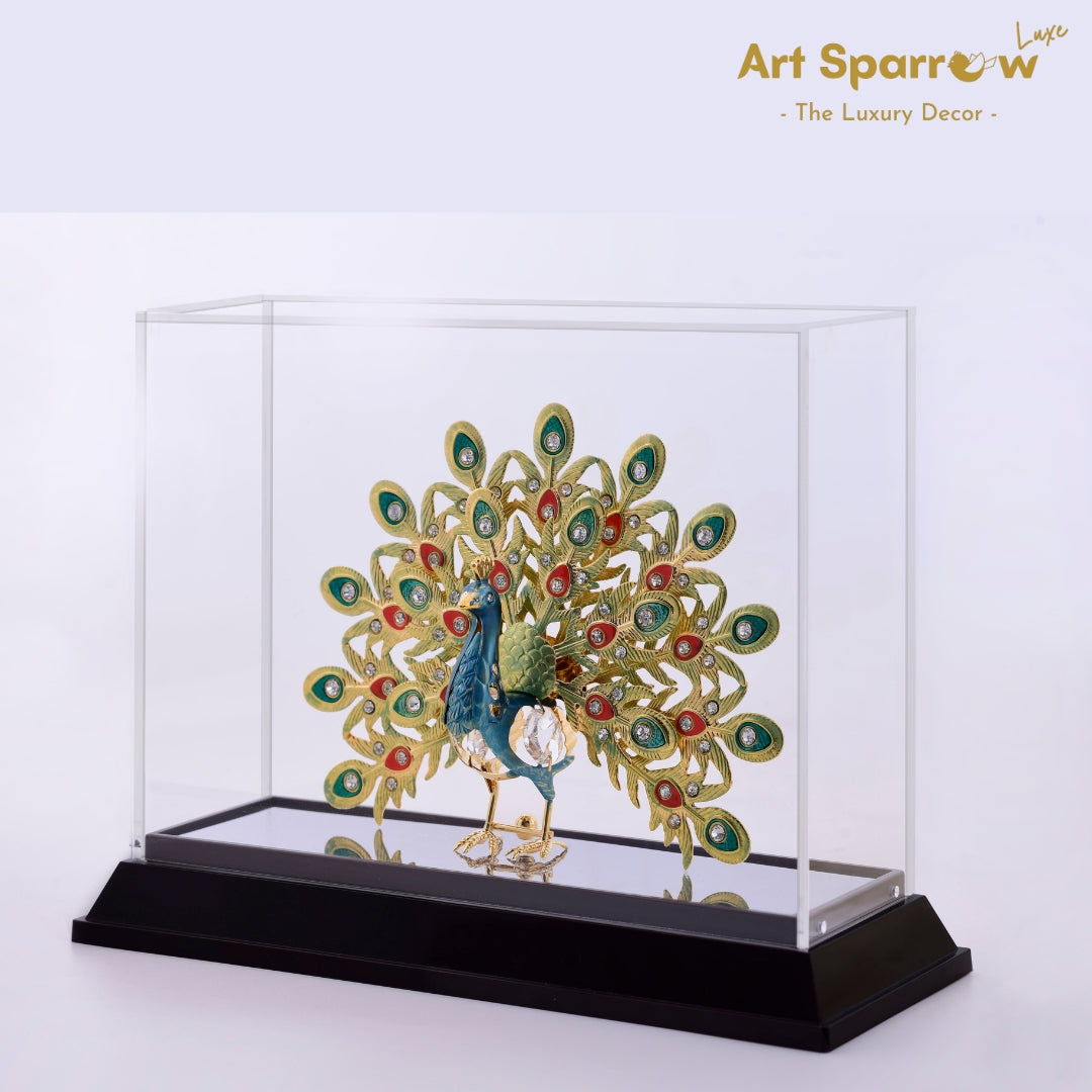 Peacock with Enamel Feather Decor Showpiece