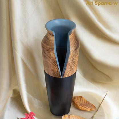 Handcrafted Wooden Table Accent Flower Vase