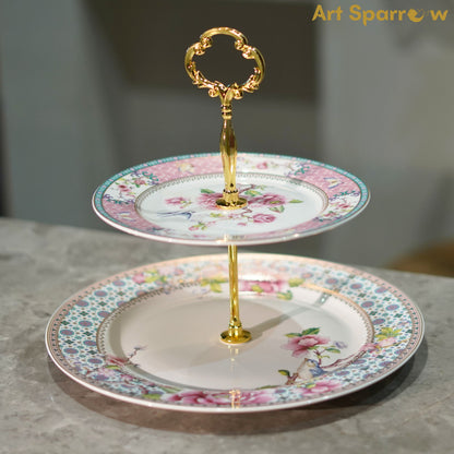 Porcelain 2 Tier Dessert Stand Holder