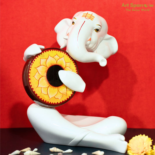 Ganesh Ji White Ceramic Showpiece - Ganpati