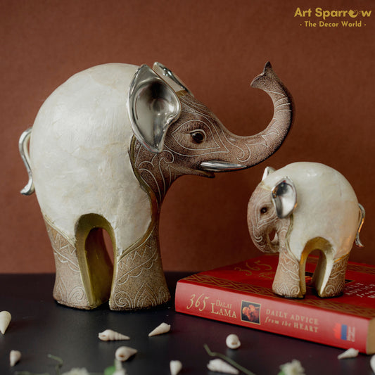 Decorative Elephant with Calf Table Art (set of 2)