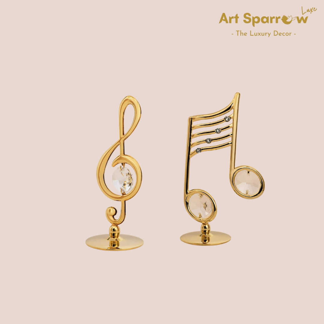 Golden Musical Note Decor Showpiece