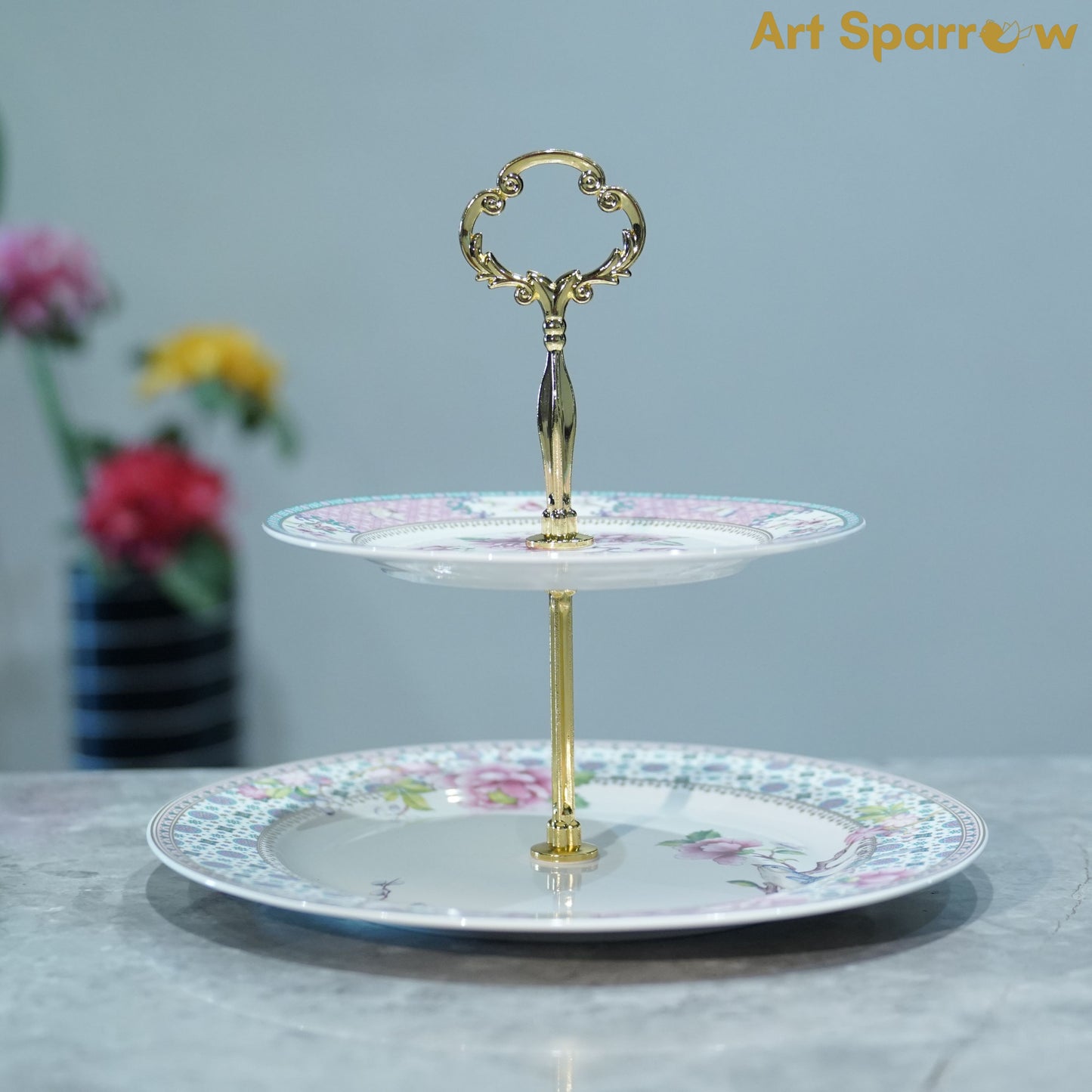 Porcelain 2 Tier Dessert Stand Holder