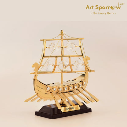 Golden Ship Viking Decor Showpiece