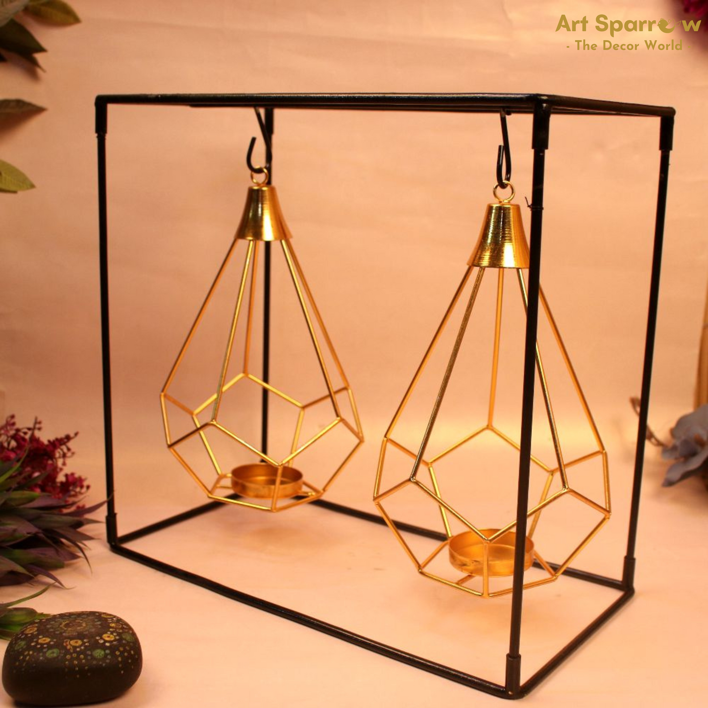 Modern Metal Art Dual Tea Light Holder