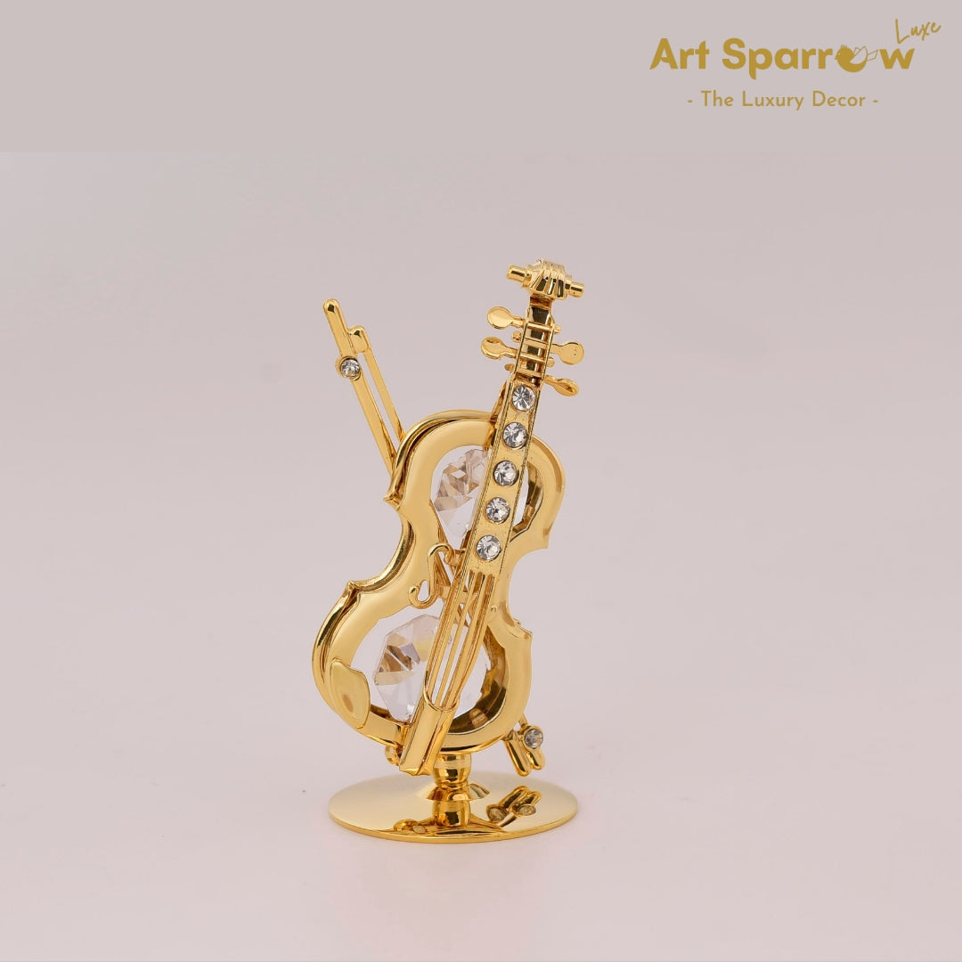 Golden Violin Musical Instrument Decor Showpiece