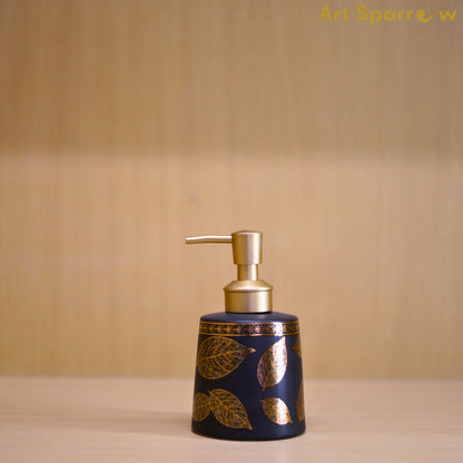 Golden Leaf Ceramic Liquid Soap Dispenser for Bathroom and Kitchen