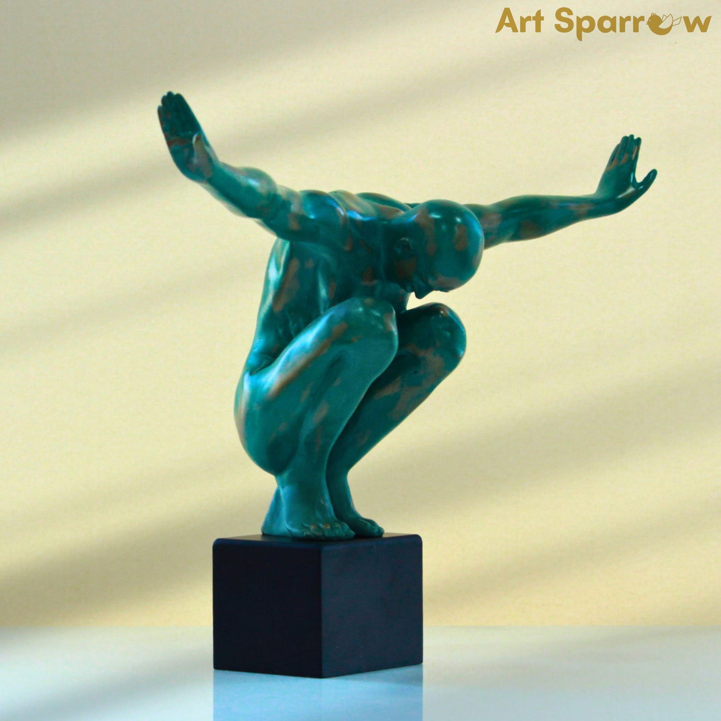 Abstract Green Greek Man Statue