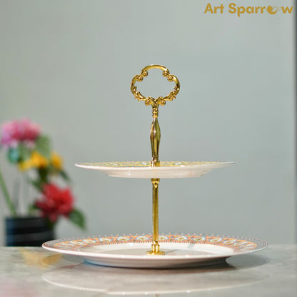 Porcelain 2 Tier Dessert Stand Holder