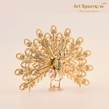 Golden Peacock Decor Showpiece