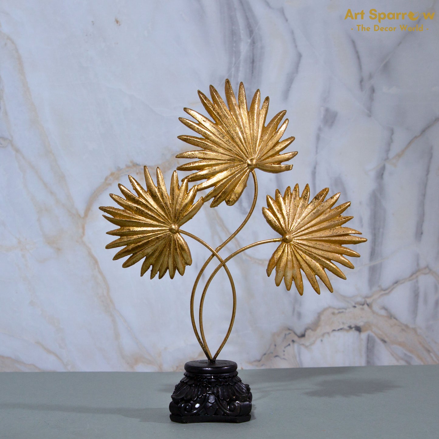 Polyresin Golden Flower Art Artifact