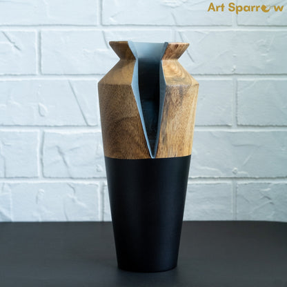 Handcrafted Wooden Table Accent Flower Vase