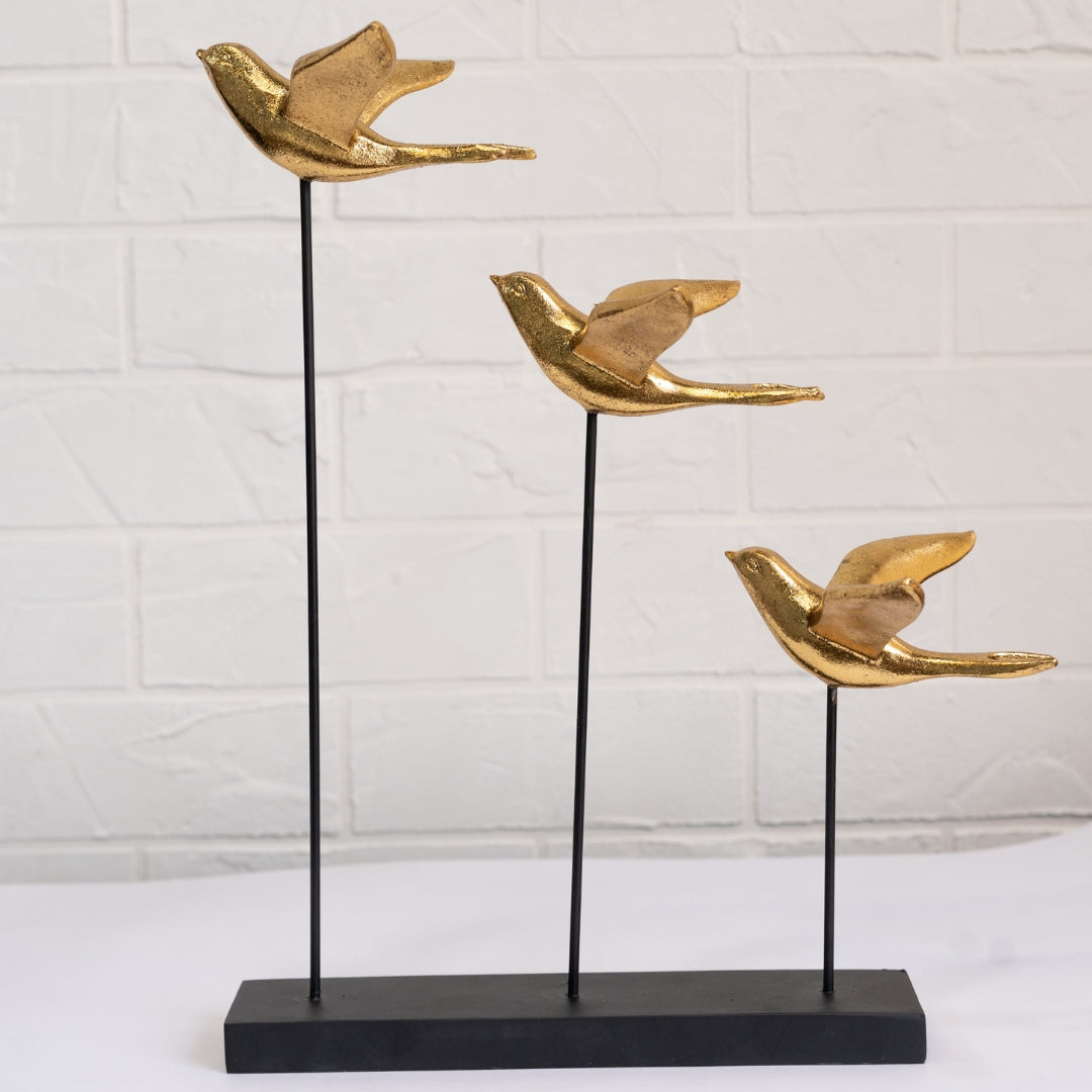 Golden Bird Family Happily Flying Table Decor