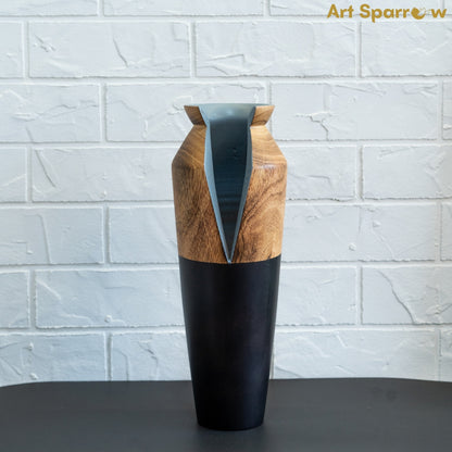 Handcrafted Wooden Table Accent Flower Vase