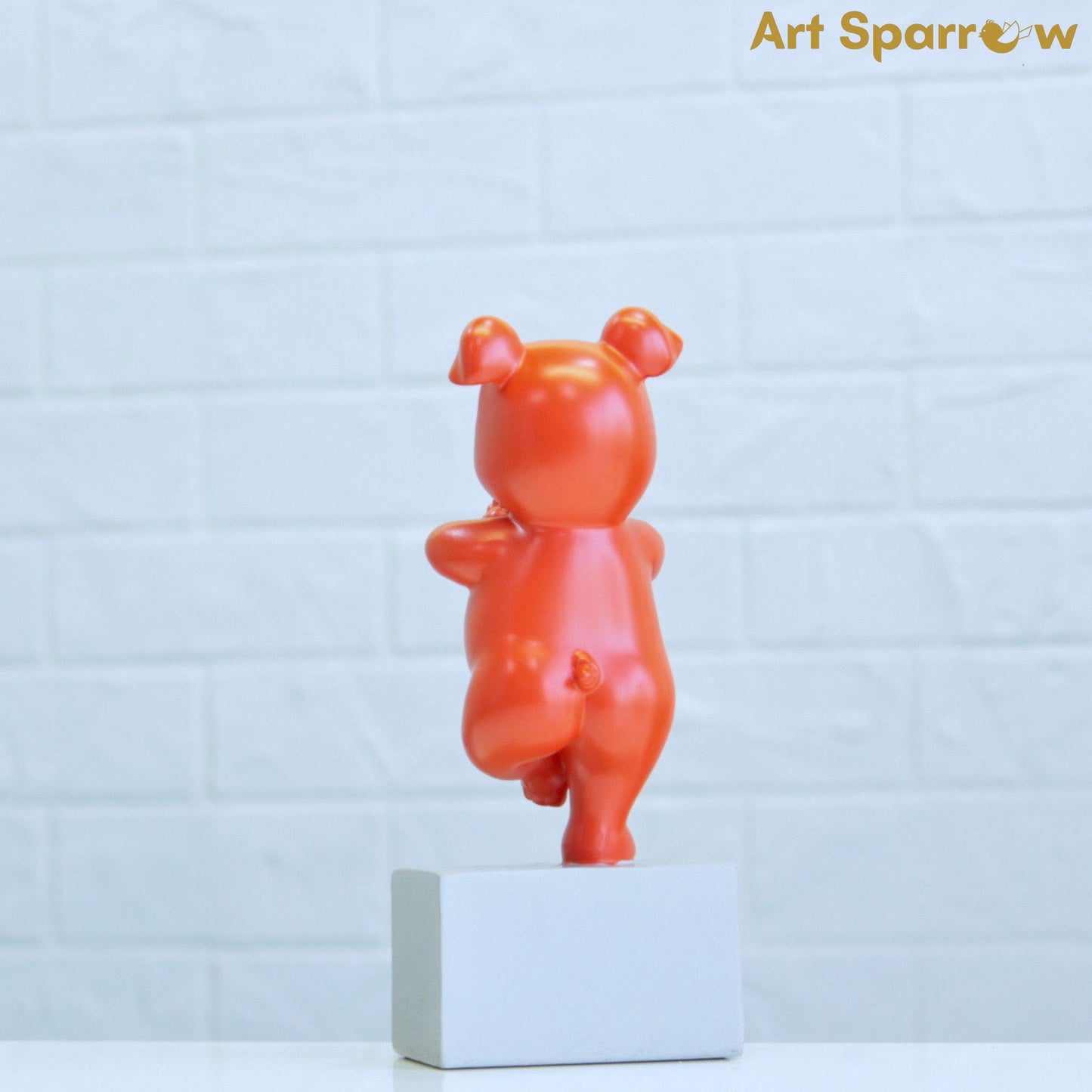 Yoga French Bulldog Statue Orange Sculpture