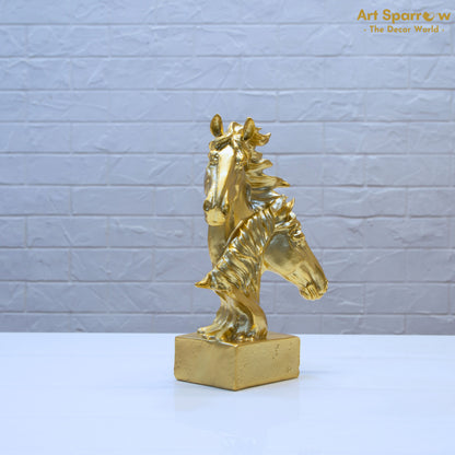 Couple Golden Horse of Polyresin For Table