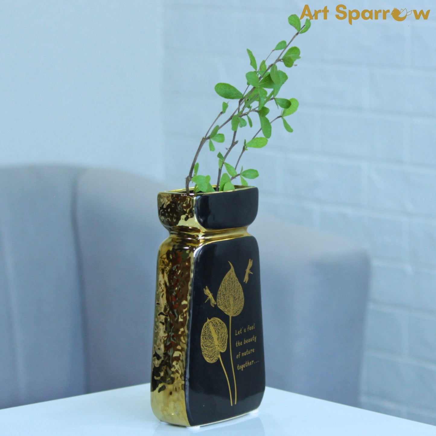 Black and Golden Glossy Vase