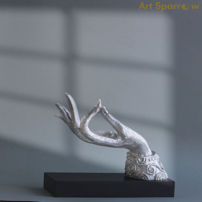 Silver Hand Mudra Statue