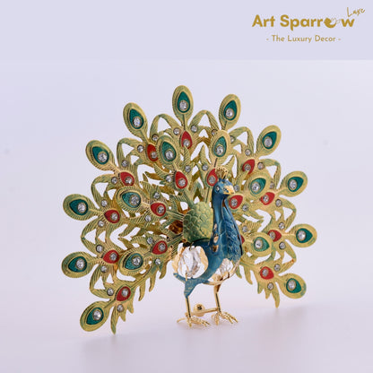 Peacock with Enamel Feather Decor Showpiece