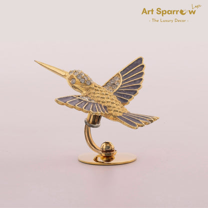 Golden Humming Bird Enamel Decor Showpiece