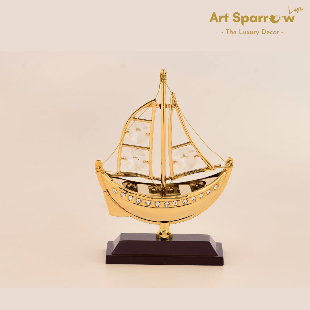 Golden Sailing Ship Big Decor Showpiece