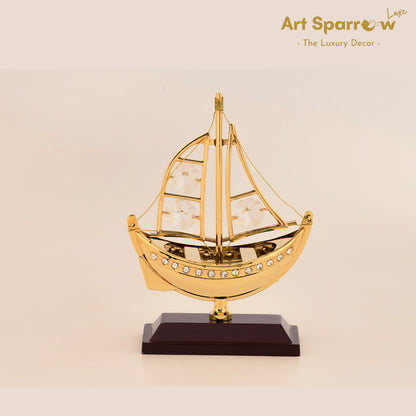 Golden Sailing Ship Big Decor Showpiece