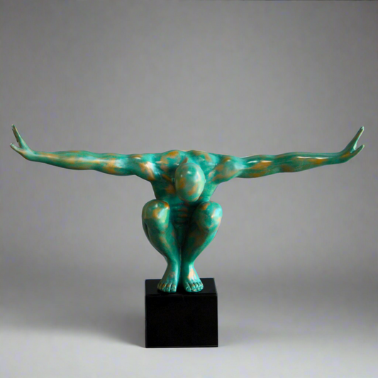 Abstract Green Greek Man Statue