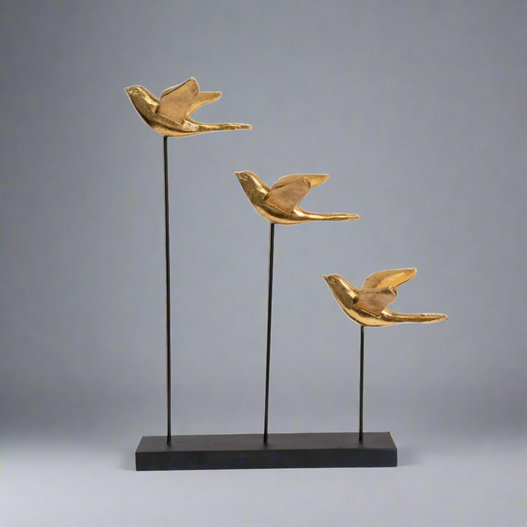 Golden Bird Family Happily Flying Table Decor