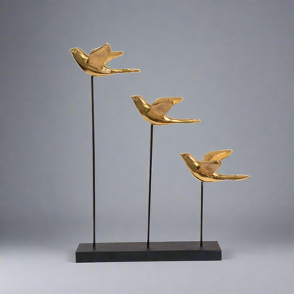 Golden Bird Family Happily Flying Table Decor