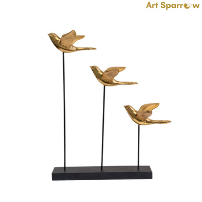 Golden Bird Family Happily Flying Table Decor