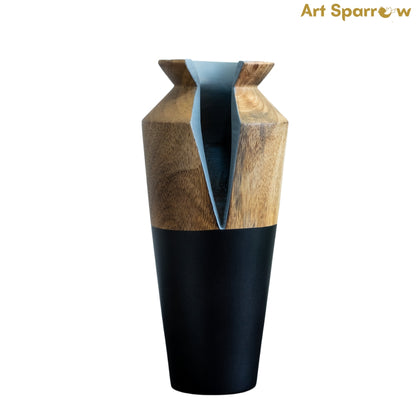 Handcrafted Wooden Table Accent Flower Vase